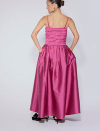 Pink Satin Bandeau Felicity Midaxi Dress