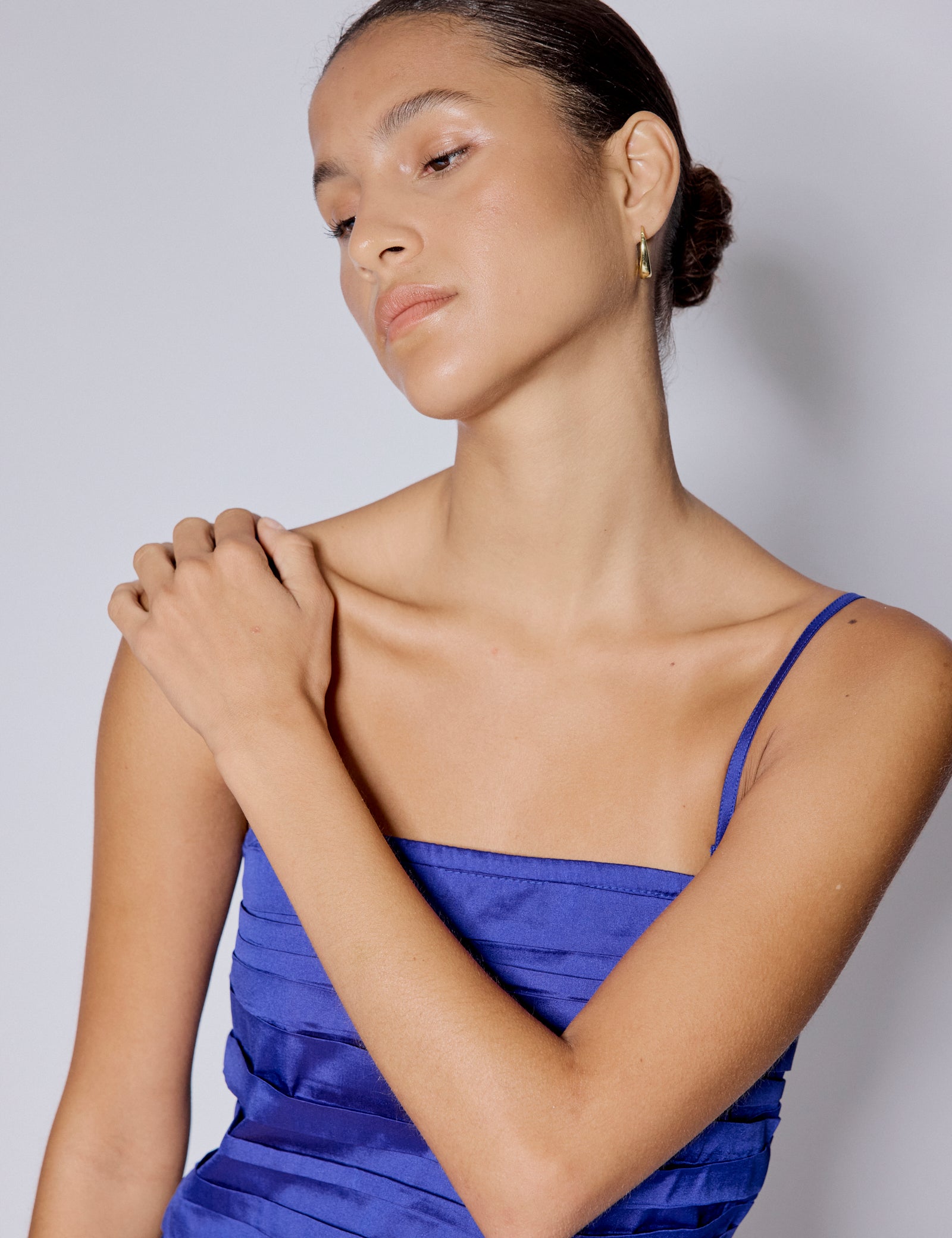 Electric Blue Satin Bandeau Felicity Mini Dress Electric Blue Satin Bandeau Felicity Mini Dress