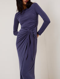 Blue Jersey Long Sleeve Harper Midi Dress