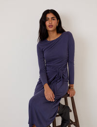 Blue Jersey Long Sleeve Harper Midi Dress