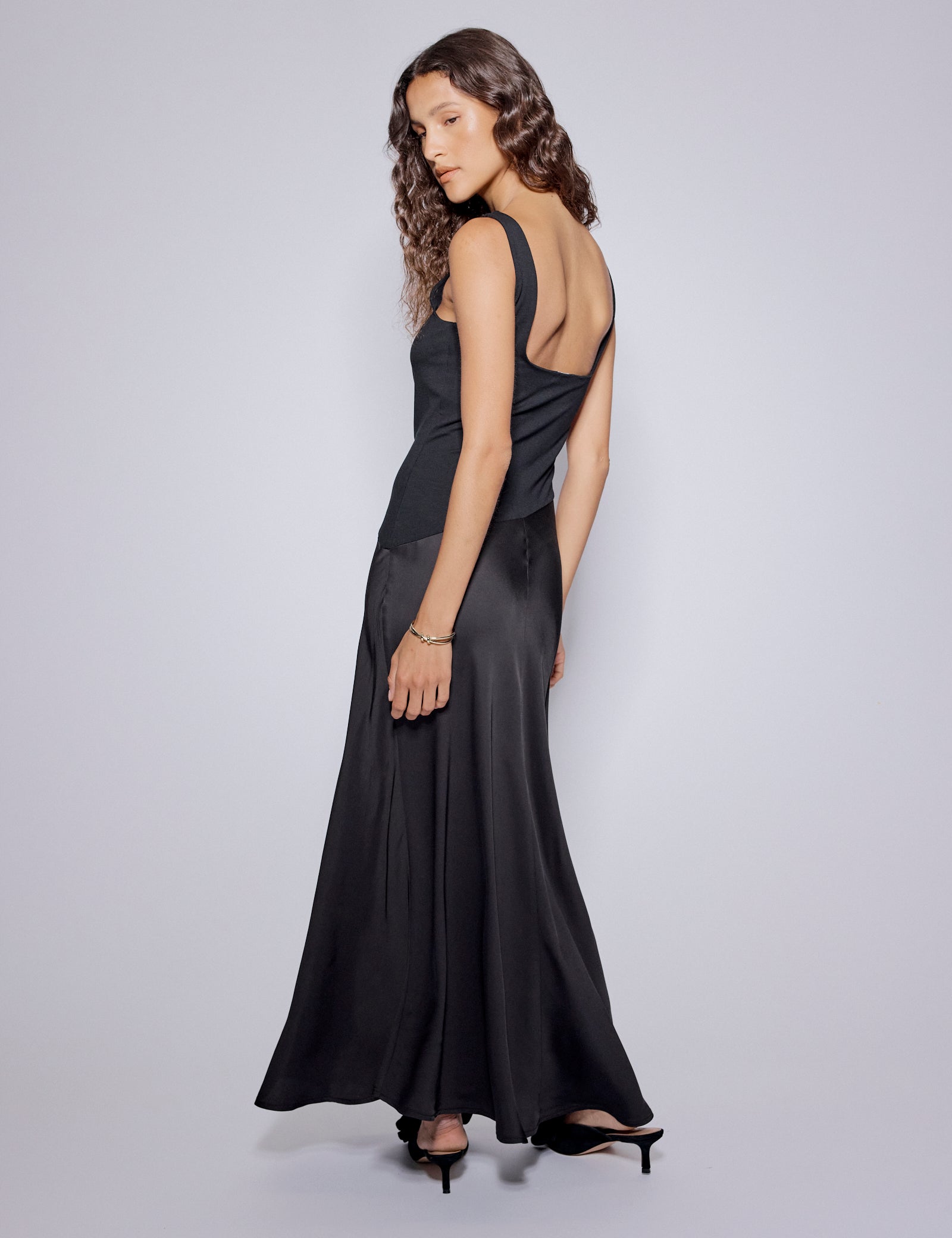 Black Asymmetrical Drop Waist Valentina Midi Dress Black Asymmetrical Drop Waist Valentina Midi Dress