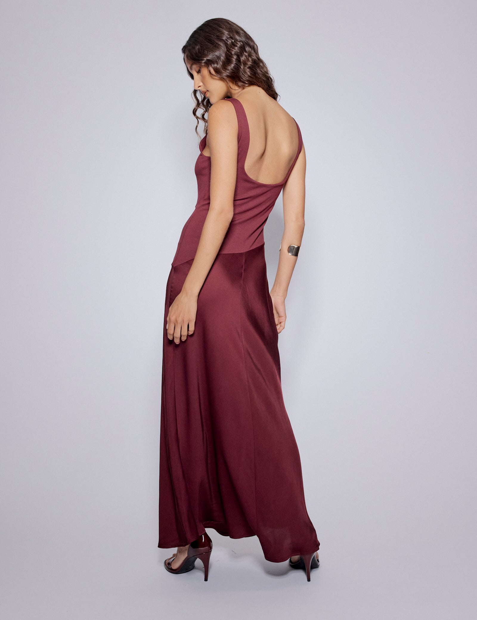 Burgundy Asymmetrical Drop Waist Valentina Midi Dress Burgundy Asymmetrical Drop Waist Valentina Midi Dress