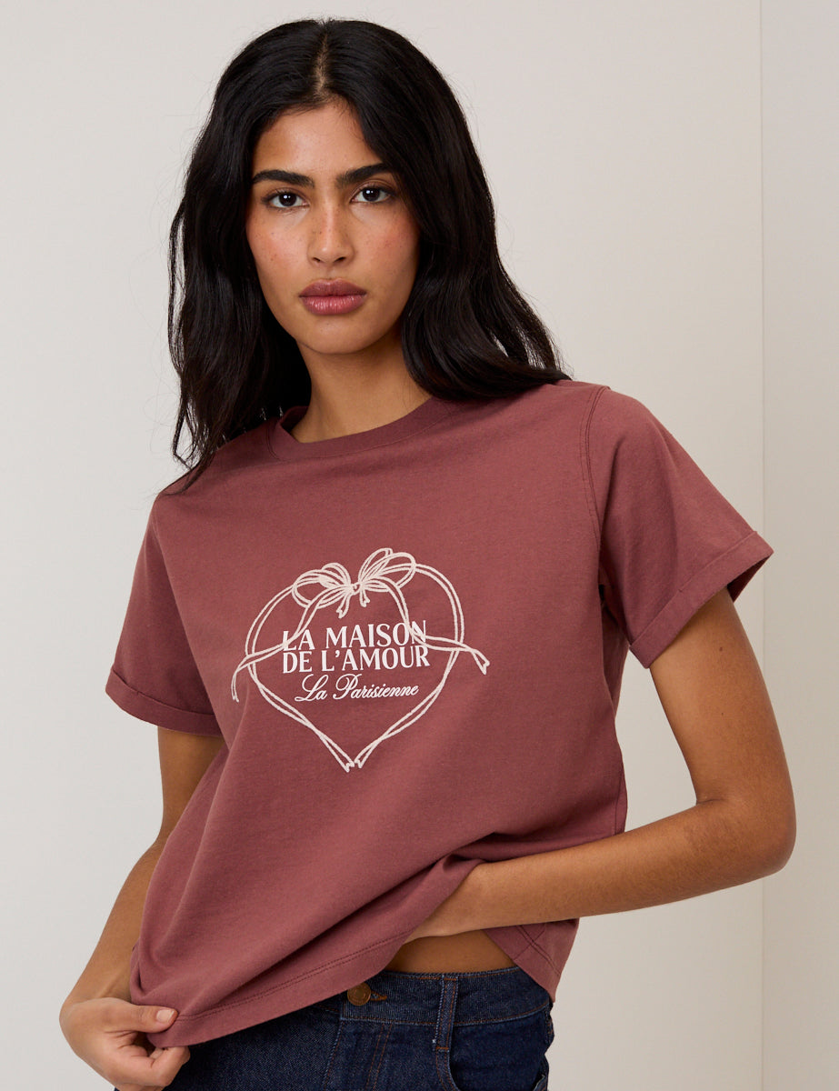 Brown La Maison Heart Graphic T-Shirt