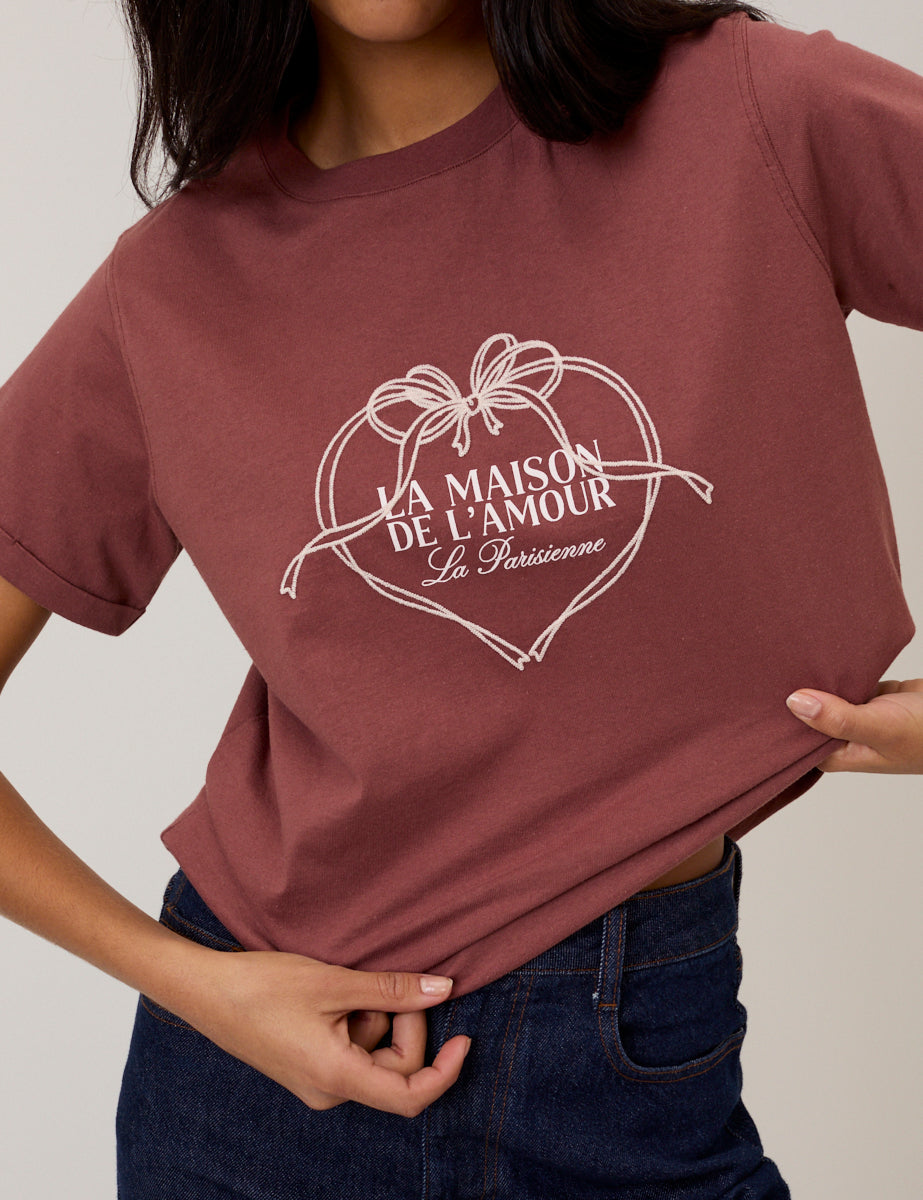 Brown La Maison Heart Graphic T-Shirt