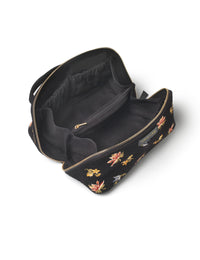 Black Cord Floral Embroidered Makeup Bag
