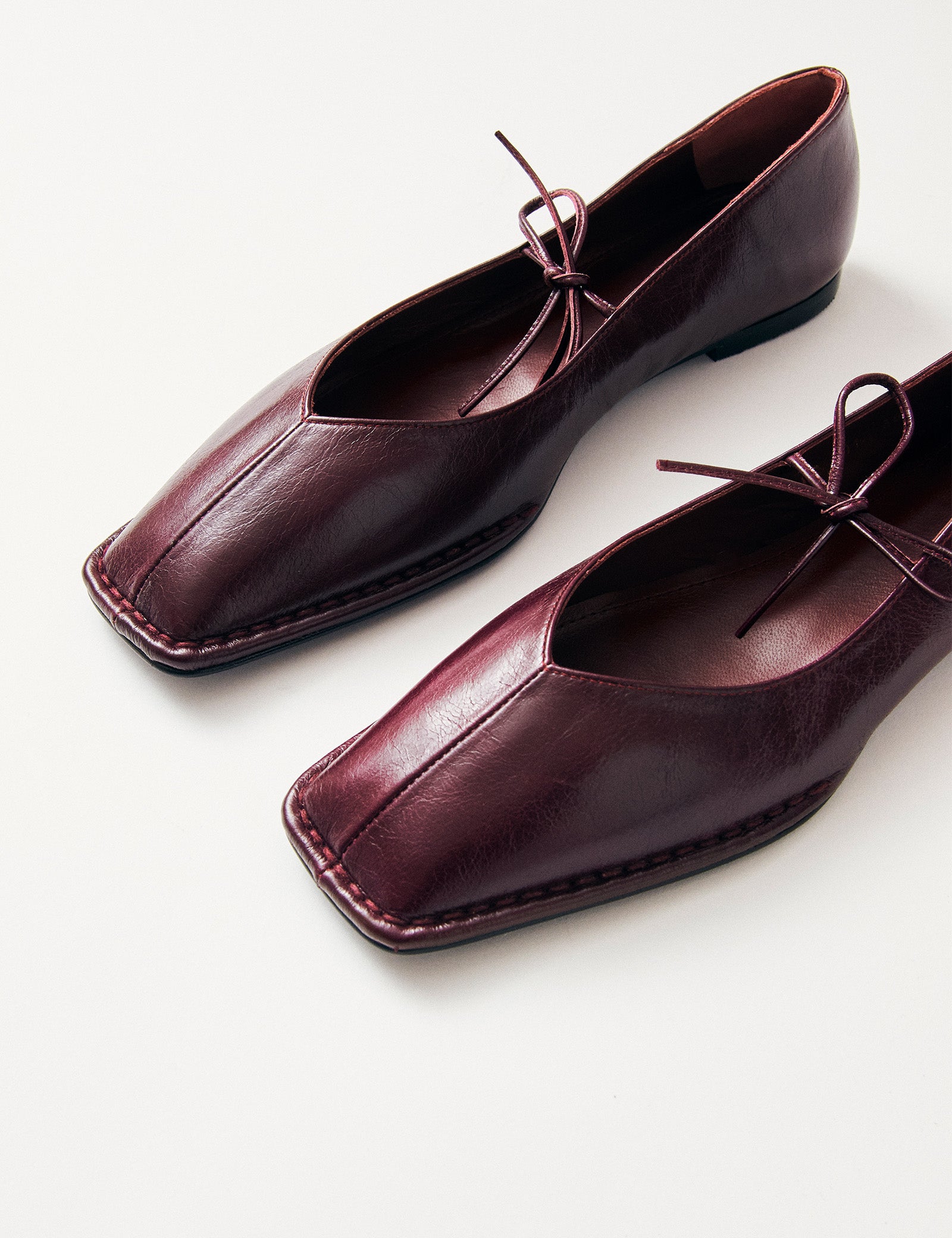 Alohas Burgundy Leather Ballet Flats