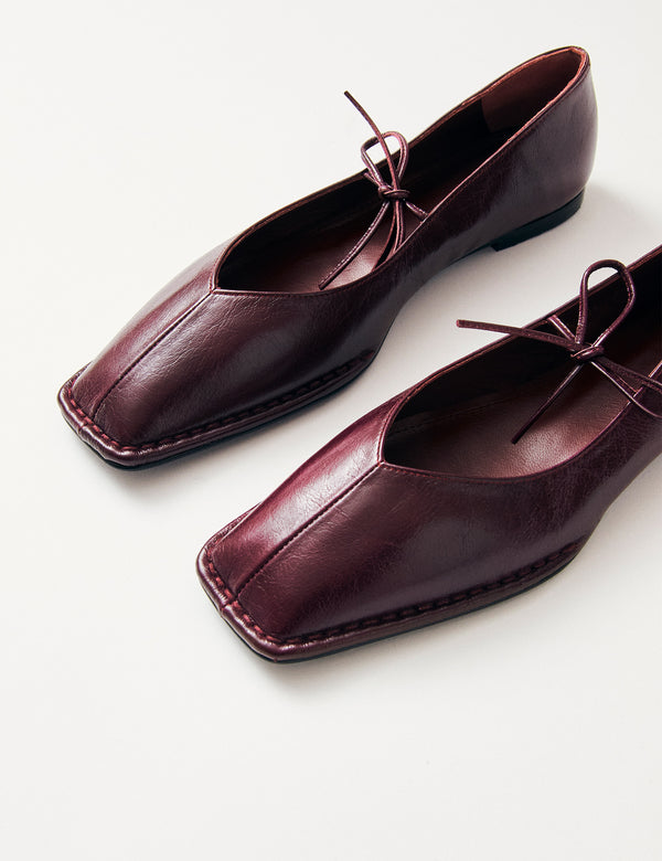 Alohas Burgundy Leather Ballet Flats