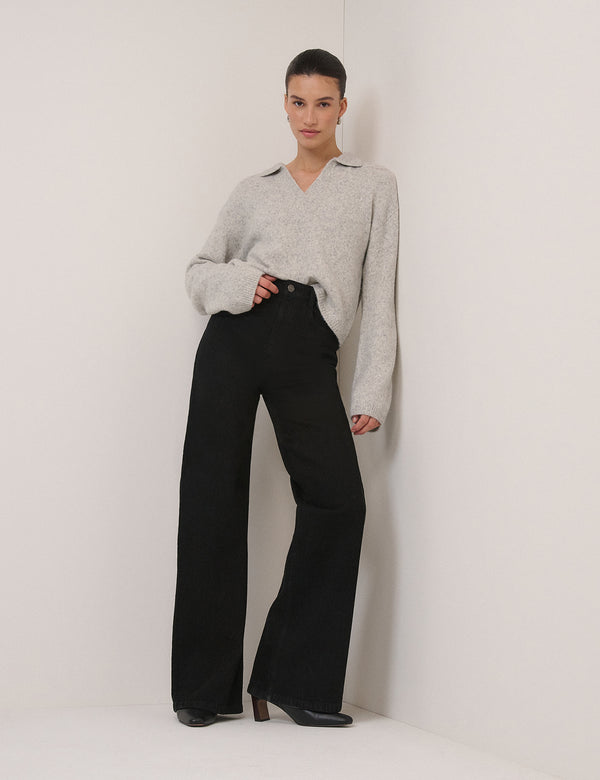 Black High Rise Soho Wide Leg Jeans