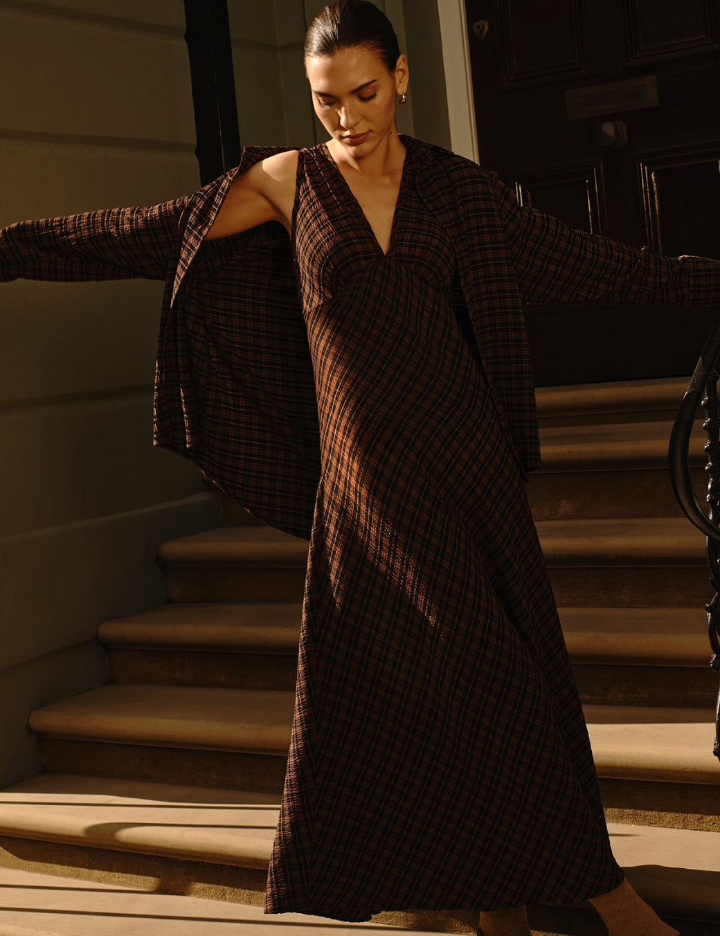 Brown And Black Check Shirt