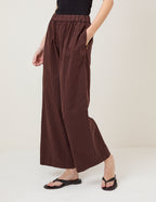 Brown Pinstripe Wide Leg Trousers