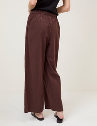 Brown Pinstripe Wide Leg Trousers