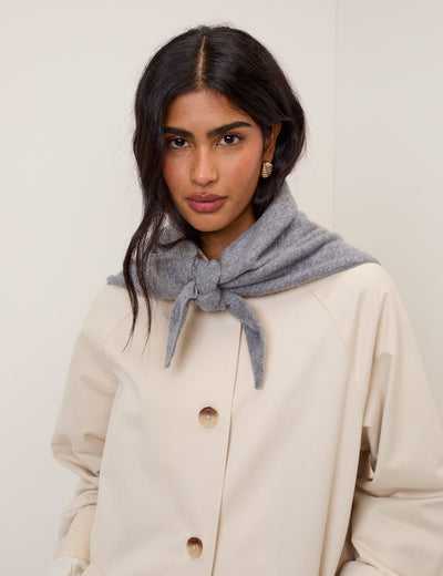 Grey Knitted Triangle Scarf