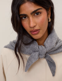 Grey Knitted Triangle Scarf