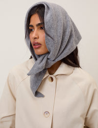 Grey Knitted Triangle Scarf