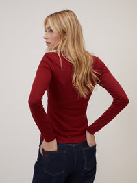 Red Scoop Neck Jersey Top