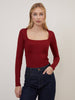 Red Scoop Neck Jersey Top