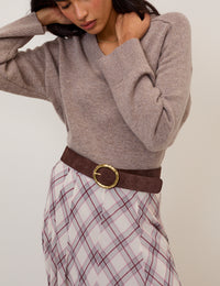 Beige V-Neck Wool Jumper