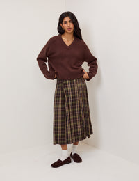 Brown V-Neck Wool Jumper