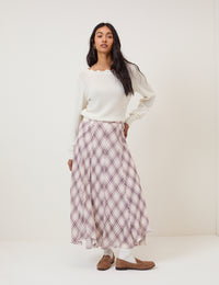 White Crochet Trim V-Neck Jumper