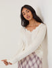 White Crochet Trim V-Neck Jumper
