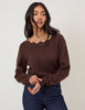 Chocolate Brown Crochet Trim V-Neck Jumper