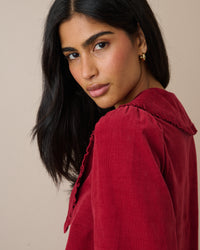 Red Cord Oversized Collar Blouse