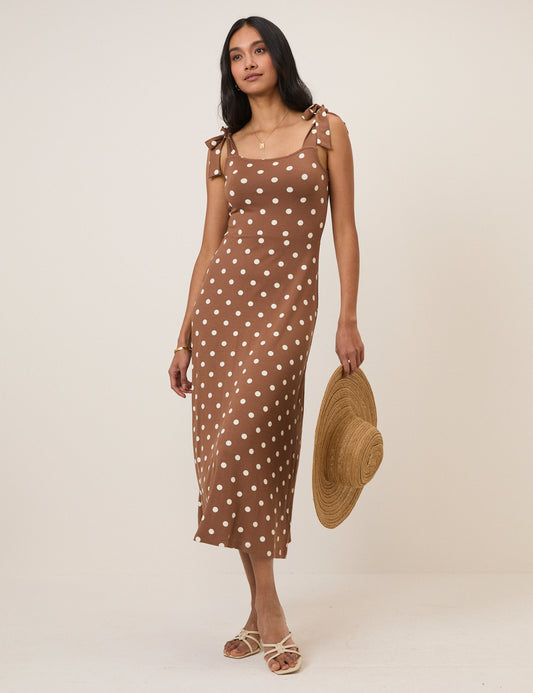 strappy polka dot midi dress product info and reviews Polka Dots Midi Dress: Vintage Summer Elegance for Women Medium / Wht/Blk Dots