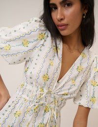 White Ditsy Floral Cordelia Top