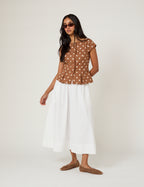 Brown Polka Dot Tailored Top