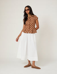 Brown Polka Dot Tailored Top