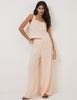 Peach Linen-Blend Wide Leg Jerrow Trousers