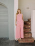 Pink Pinstripe Wide Leg Trousers