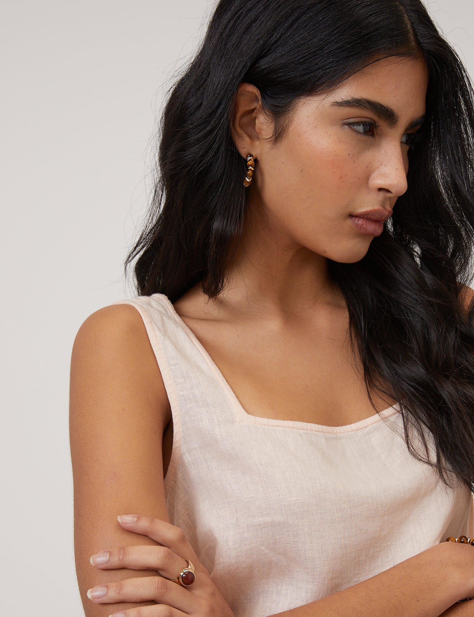 Pale Pink Linen-Blend Top