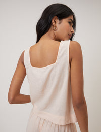 Pale Pink Linen-Blend Top
