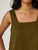 Khaki Green Linen-Blend Top