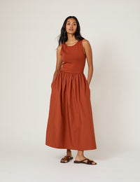 Burnt Orange Vera Midi Dress