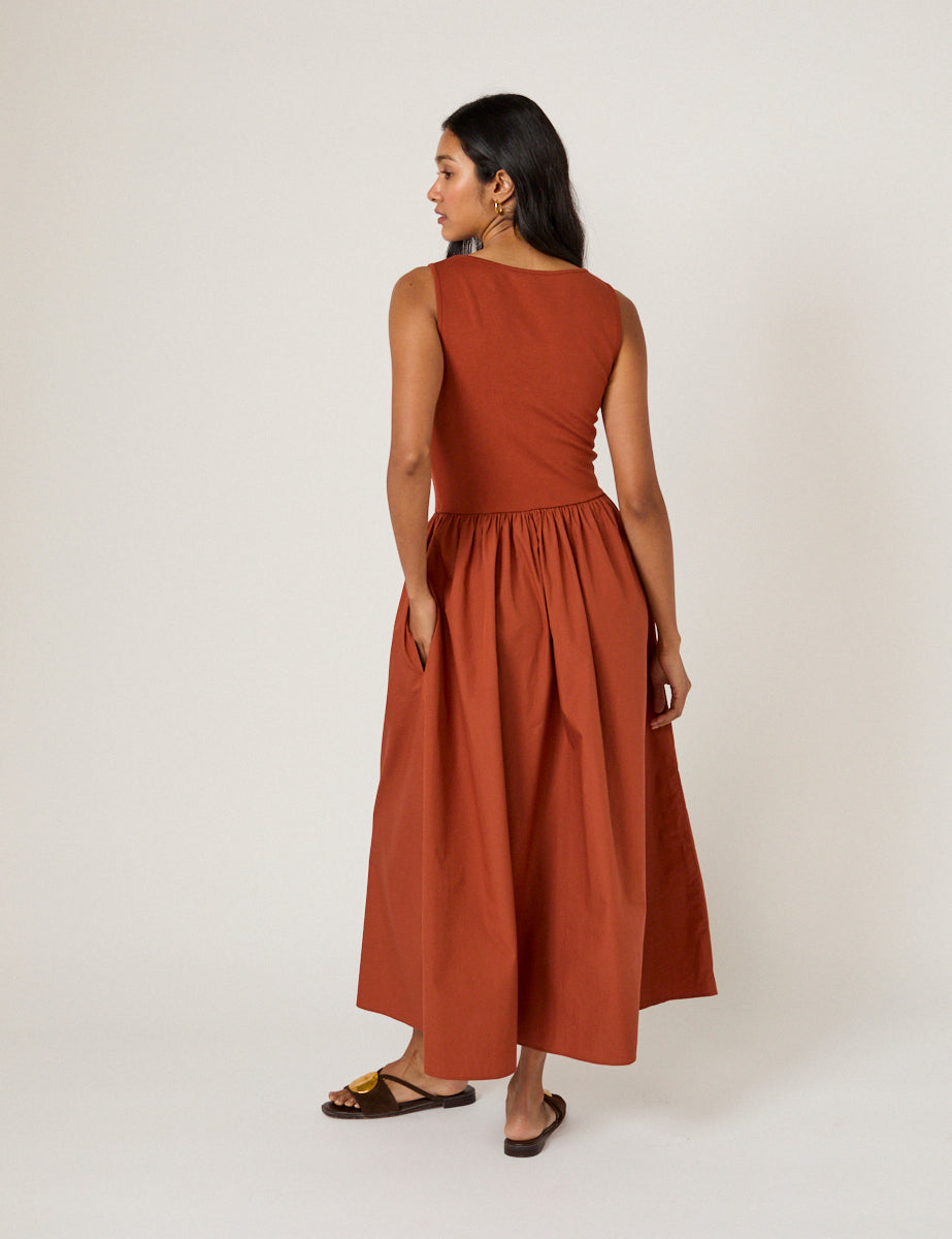 Burnt Orange Sleeveless Vera Midi Dress Burnt Orange Sleeveless Vera Midi Dress