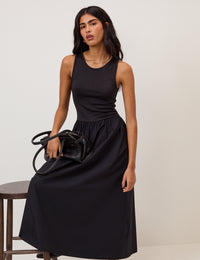 Black Fitted Bodice Vera Midi Dress