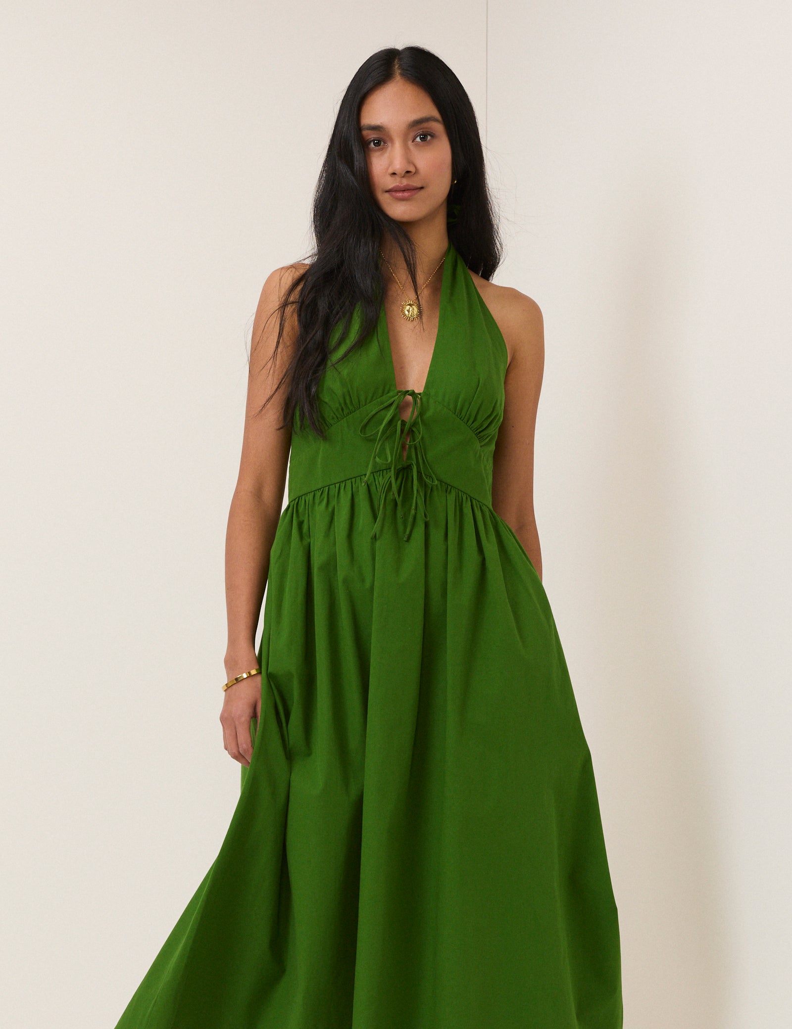 Green Halterneck Lilijana Midi Dress Green Halterneck Lilijana Midi Dress