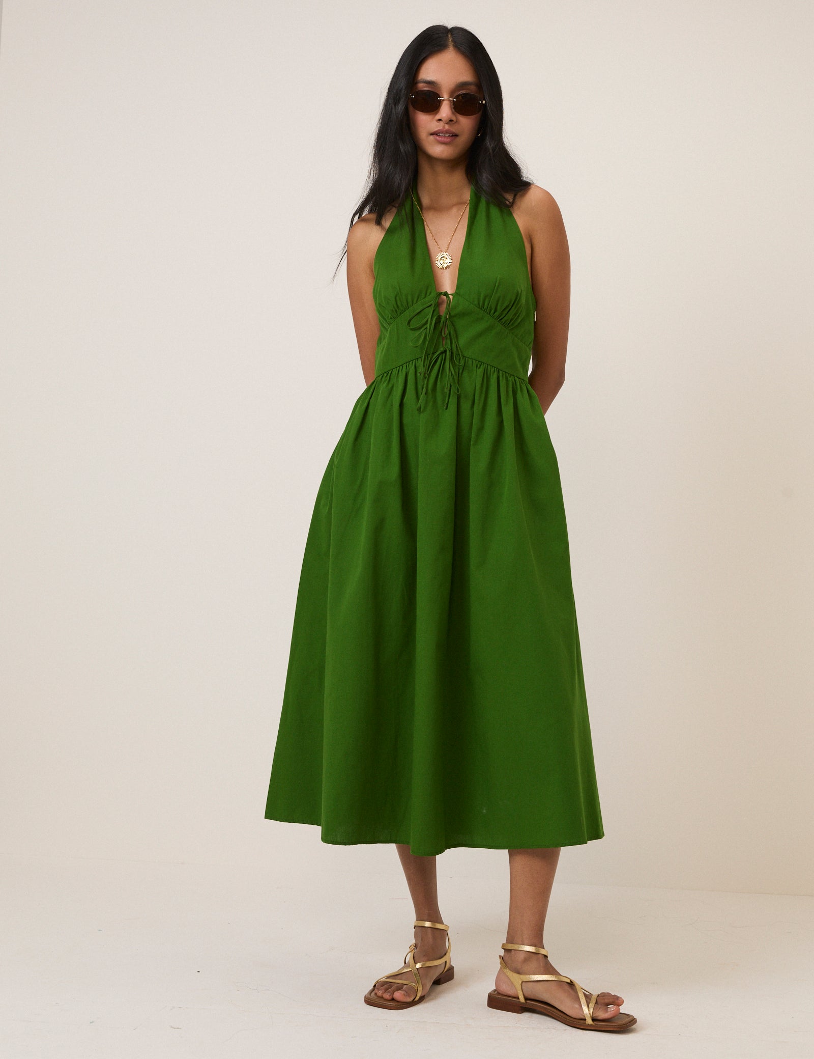 Green Halterneck Lilijana Midi Dress Green Halterneck Lilijana Midi Dress