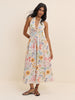 White Floral Halterneck Lilijana Midi Dress