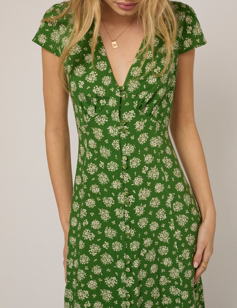Green Floral Avery Midi Dress