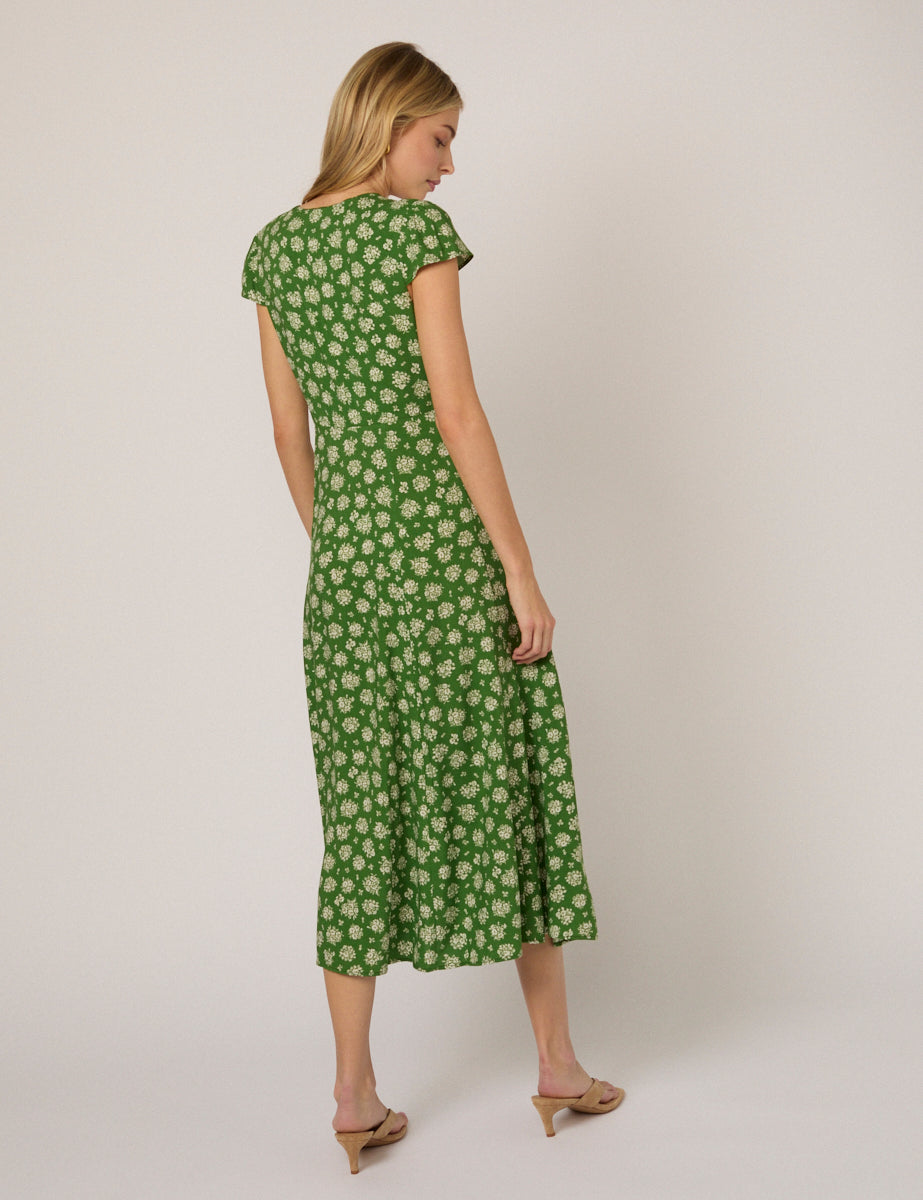 Green Floral Avery Midi Dress