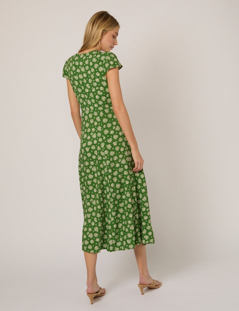Green Floral Avery Midi Dress