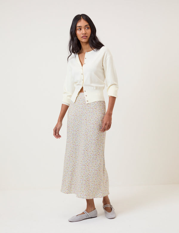 Cream Ditsy Floral Mila Midi Skirt