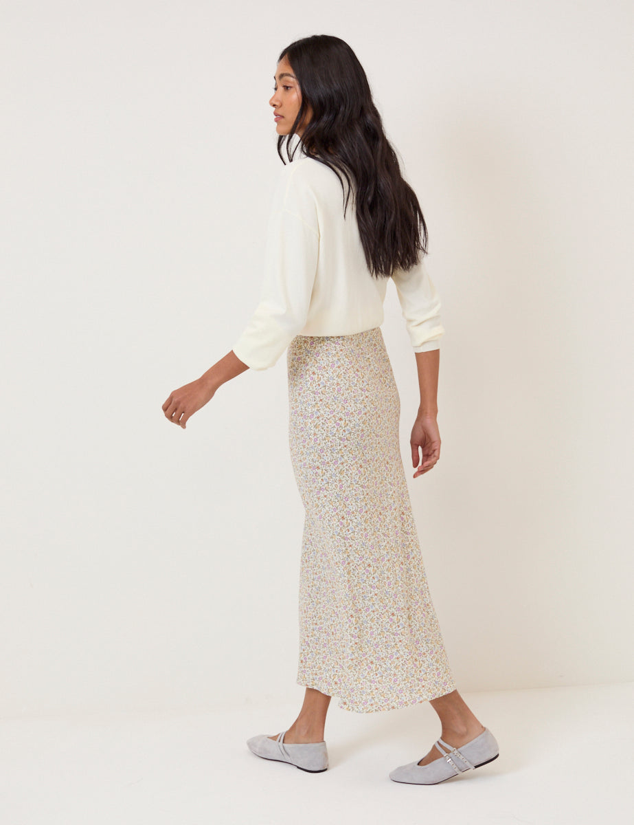 Cream Ditsy Floral Mila Midi Skirt