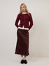 Burgundy Satin Mila Midi Slip Skirt