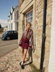 Burgundy Cord Scallop Trim Mini Skirt