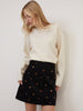 Black Floral Cord Mini Skirt