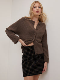 Black Cord Check Mini Skirt